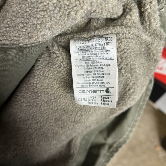 Y2K Carhartt Sherpa-Lined Vest “Army Green” V33 ARG - Picture 11 of 12
